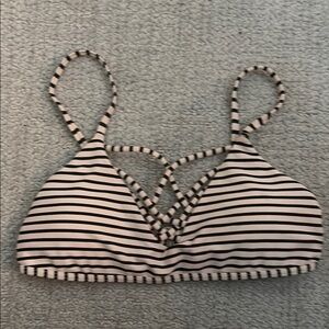 Hollister Black and White Striped Bikini Top